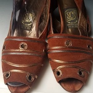 suede and gold leather sandals izmir 8.5m